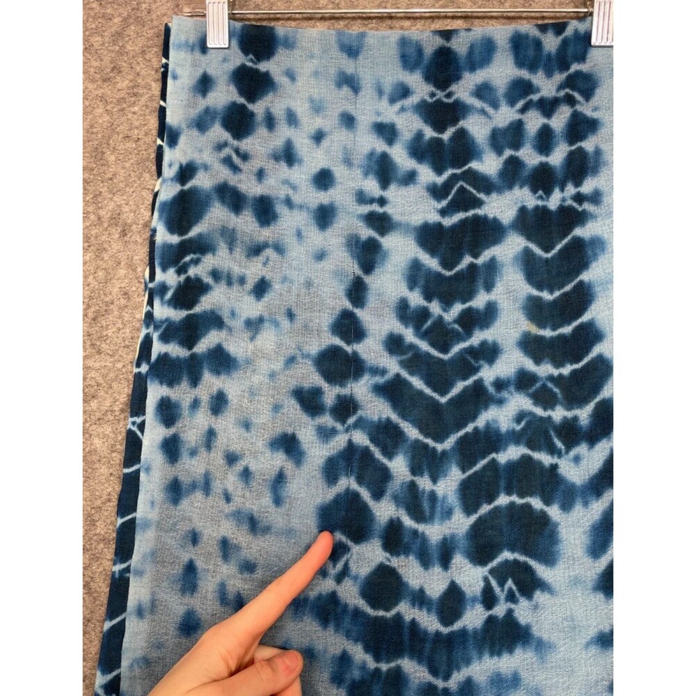 Vintage Shibori Wool Gauze Scarf Wrap Shawl Indigo Blue Hand Dyed Boho 73x57 - Picture 6 of 11